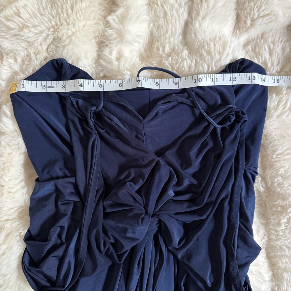 MISA Los Angeles | Domino Tie Front Midi Dress in Midnight - Picture 6 of 7